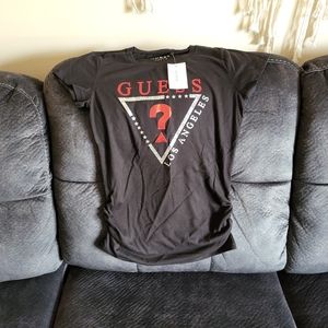 Black, guess tshirt with gathered sides
